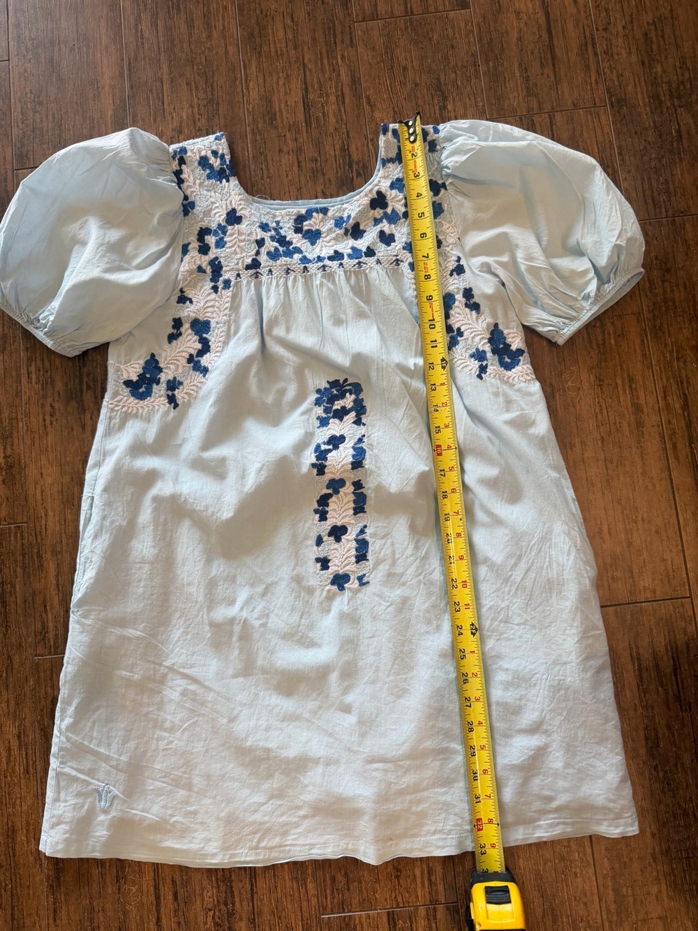 J. Marie blue dress features intricate blue and white floral embroidery Small - Picture 6 of 6